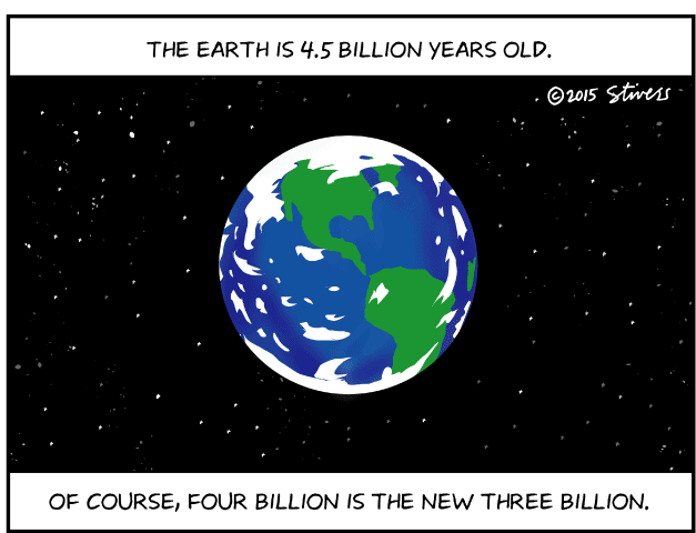 The Earth is 4.5 billion years old